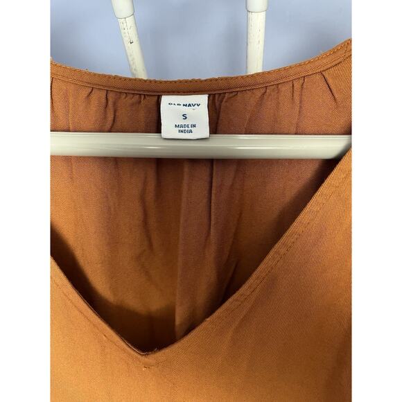 Old Navy Fall Brown Orange Dress Cotton Autumn Sm 3/4 Sleeves - Picture 3 of 5